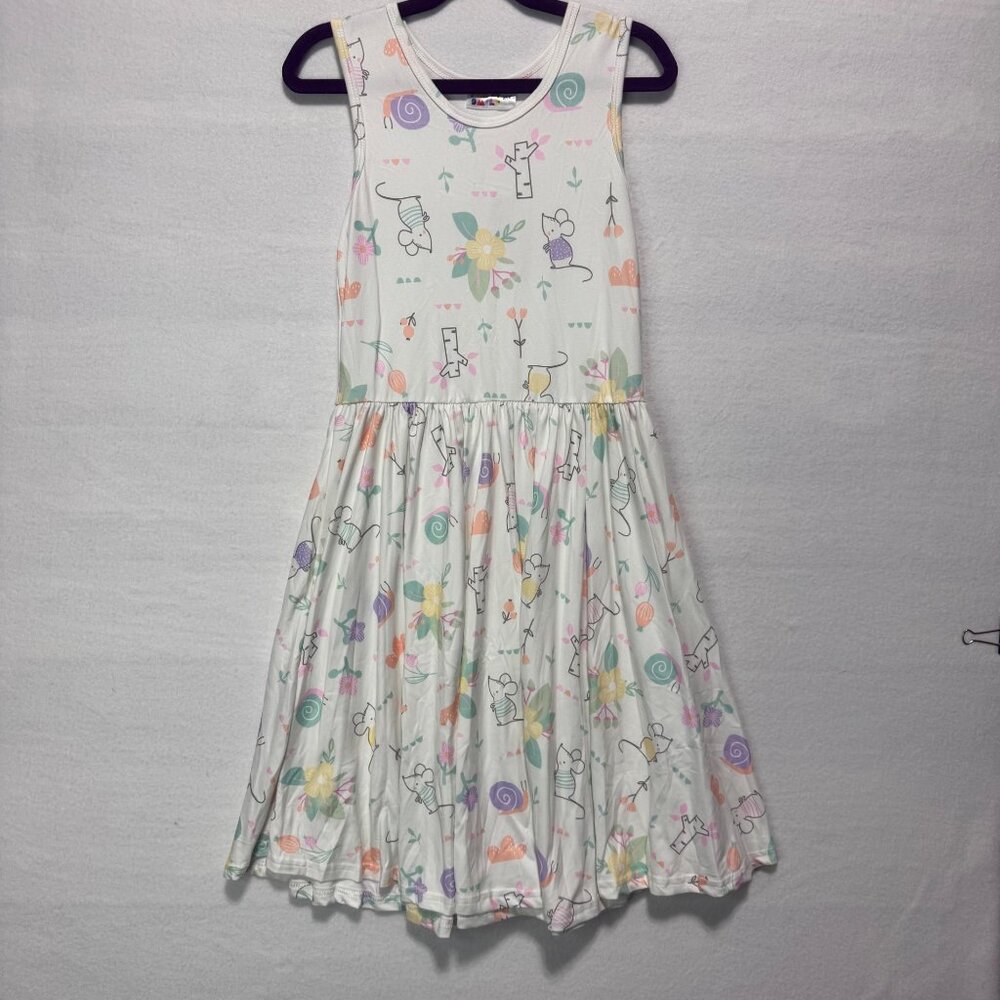 Girls DotDotSmile Tank Dress Size 8/10 Mice Print New With Tags